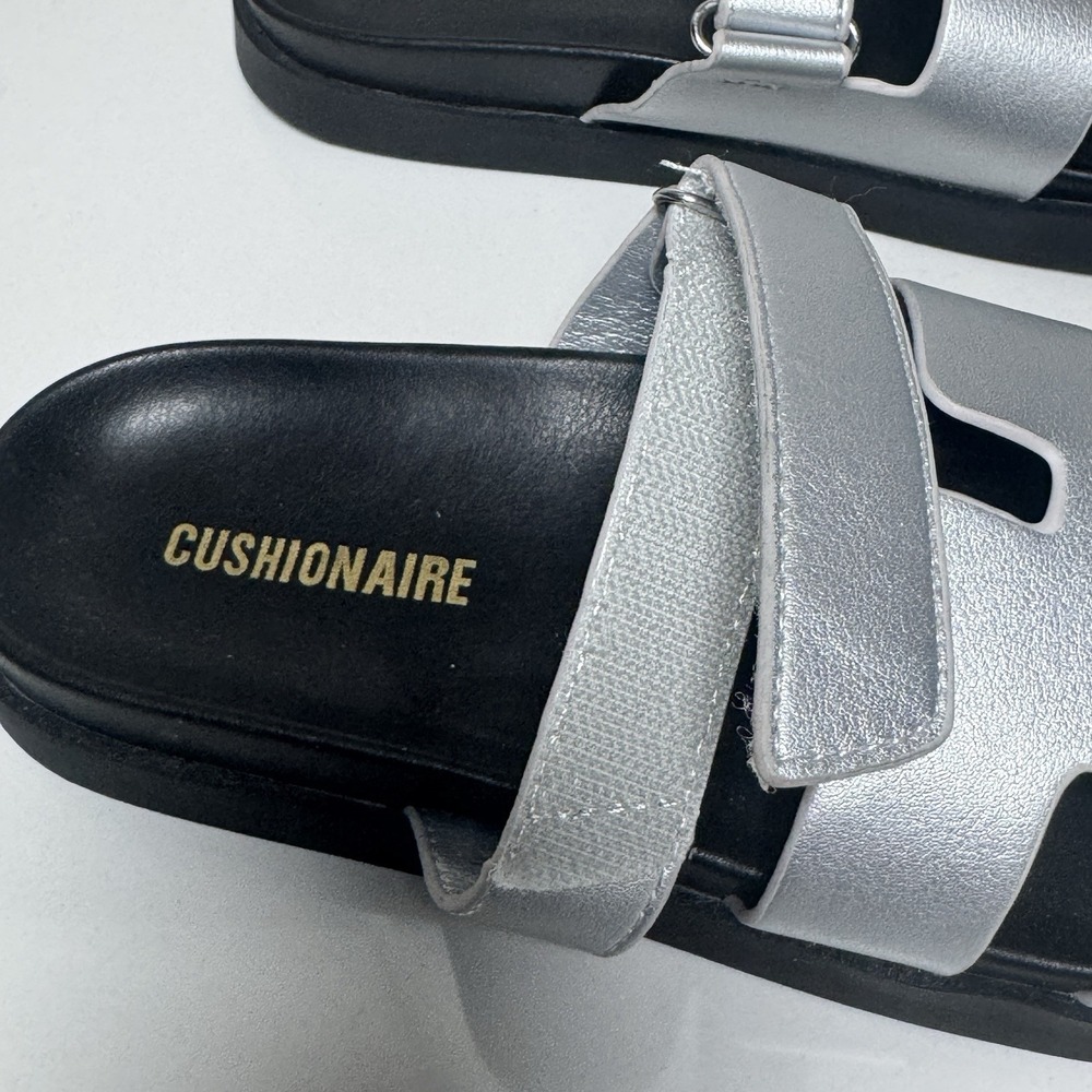 Cushionaire Lotti Slide Sandals Womens 7.5 Silver Metallic Adjustable Comfort - Picture 5 of 8